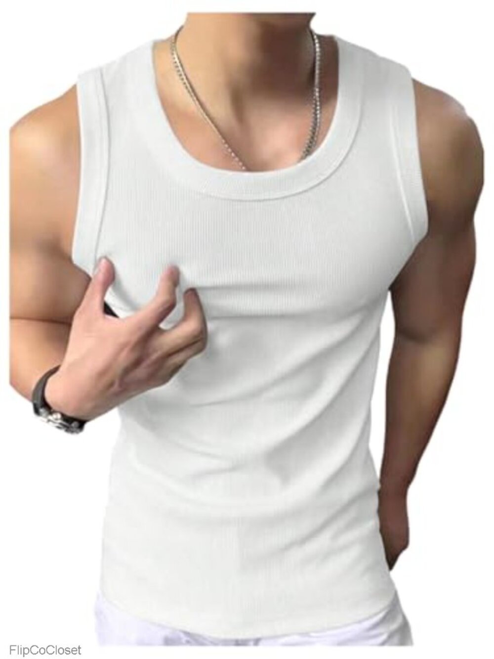 Men's Sleeveless Ribbed Knit Tank Top Slim Fit Workout Gym Muscle Shirt